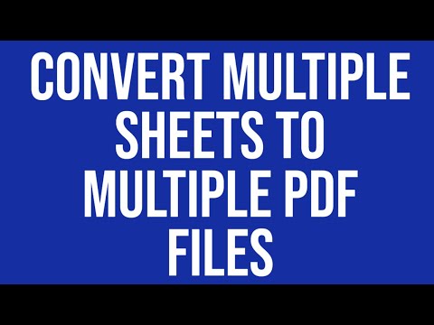 Convert Multiple Sheets To Multiple PDF Files