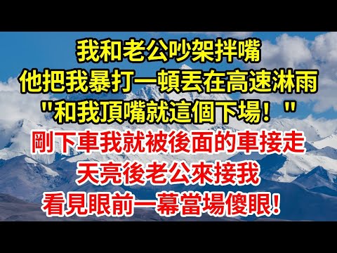 我和老公吵架拌嘴，他把我暴打一頓丟在高速淋雨"和我頂嘴就這個下場！"剛下車我就被後面的車接走，天亮後老公來接我，看見眼前一幕當場傻眼！#情感 #正能量 #故事分享 #故事頻道