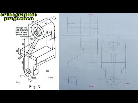 orthographic projection - engineering drawing - technical drawing ( third angle)