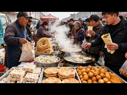 大陸美食/江蘇徐州美食:北方大集趕集!街頭美食煙火氣滿滿,必吃巨無霸燒餅、饊子、菜煎餅、煎餃、炸丸子、捲麵皮、啥湯、蜂蜜蛋糕、燒餅【中國旅遊/銅板美食/古早味】