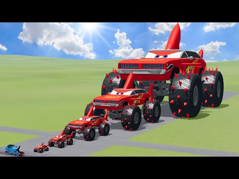 Big & Small Shark Monsters Lightning Mcqueen vs Trains Thomas | BeamNG.Drive