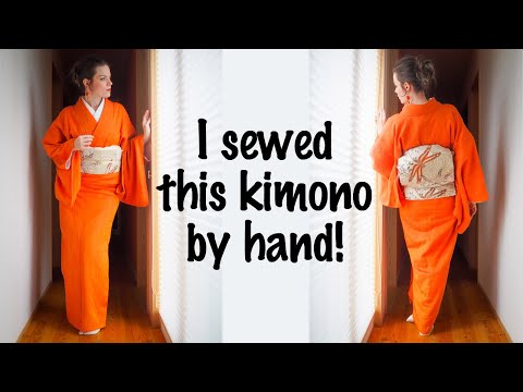 I sewed a kimono with traditional Japanese techniques // How to work with a kimono fabric bolt