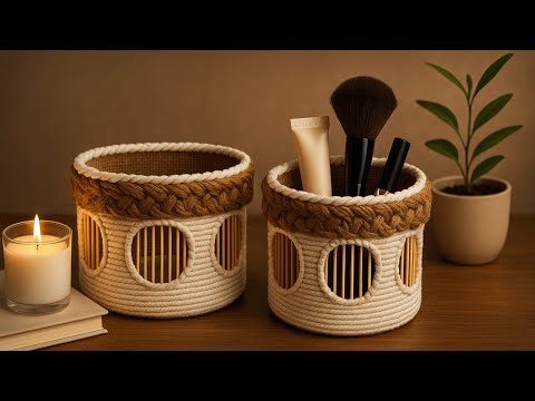 Unique Style of Weaving a Jute Basket / Diy Craft Ideas / Rope Storage Basket / Hamna Nadeem