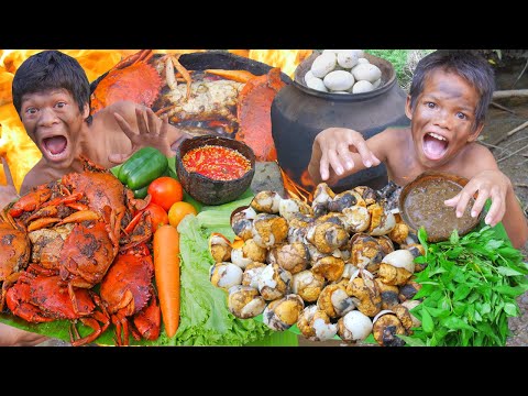 survival in the rainforest - How to Cook Crab and Egg Duck