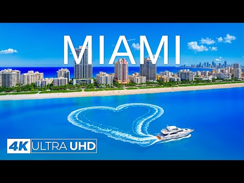 [4K] Miami 2025 🇺🇸 Crystal Blue Shores & Skyline Beach Views Aerial Film |  Deep House Chill Music