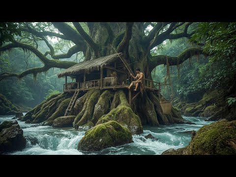 30-Day Challenge :Building a Treehouse High in the Tropical Rainforest – Extreme Survival, Bushcraft