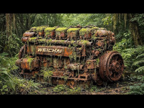 The Man Completely Restored The Engine Of A Sunken WEICHAI ship, A 6-cylinder Engine.