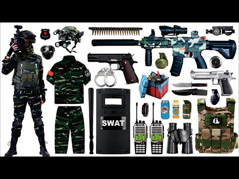 Unboxing special forces toy set, including M416 assault rifle,Uzi submachine gun,Desert Eagle pistol