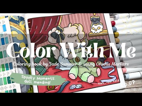 Color With Me | Cozy coloring in Spooky Moments by Jade Summer with Ohuhu Markers | ASMR