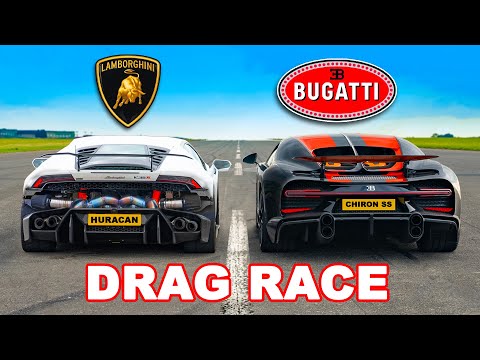 Bugatti Chiron SS v Lambo Huracan 1.800 dk: DRAG RACE