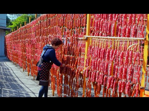 Amazing Smoked Cured Sausage Mass production, Cured Pork Belly in Taiwan/ 浩大的場面！台灣臘腸.臘肉大量製作,臘味煲仔飯
