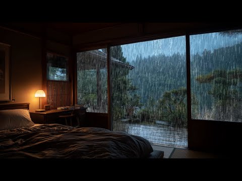 Night Forest Rain Sounds for Sleeping | Dark Bedroom | Sleep Fast, Relieve Insomnia