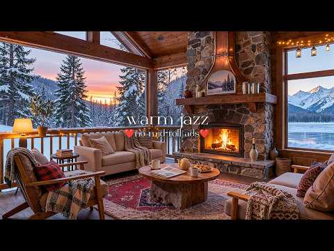 ☕ Warm Cabin Jazz (NO MID-ROLL ADS) – Cabin Jazz with Fireplace Ambience, Relaxing & Study