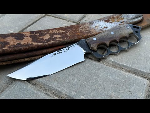 Making a Rugged Trench Knife from an Old Leaf Spring-DIY tutorial
