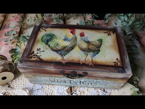 RUSTIC decoupage box 🐓 tutorial