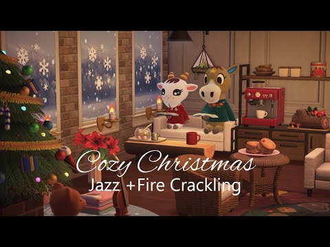 Cozy Christmas in Animal Crossing 🎄 Jazz and Fireplace Crackling 🎄