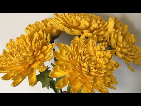 Простой способ хризантемы из гофрированной /креп бумаги /  Easy Chrysanthemums made from crepe paper