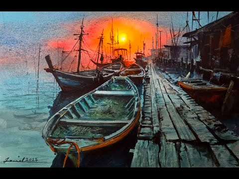 Atmospheric Perspective and Reflected Light at Sunset Pier