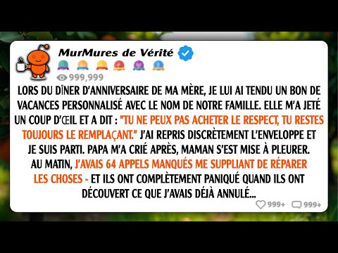 Au dîner d'anniversaire de ma mère, je lui ai remis un bon de vacances personnalisé avec le nom de..