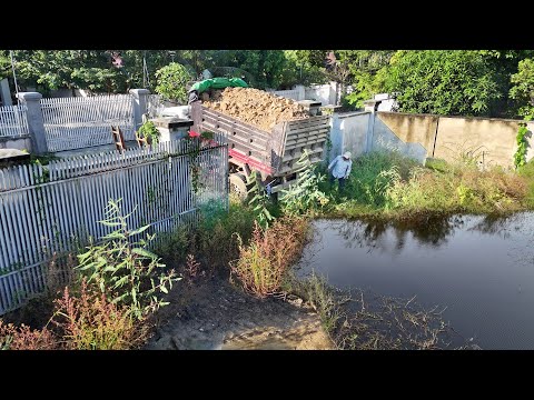 BeWatchful Start Landfill Task!. Using Bulldozer Pushing soil clear Land Garbage & Dump Truck Unload