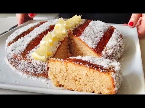 TORTA 4 INGREDIENTI SOFFICISSIMA solo BISCOTTI LATTE LIEVITO COCCO veloce al profumo di Limone 🍋