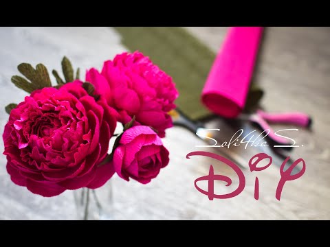 DIY soli4ka_s Піон з гофропаперу/ пион с гофробумаги/ crepe paper peony