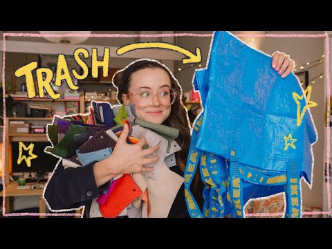 making a patchwork waterproof picnic rug from TRASH!!! (sewing vlog)