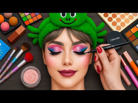 ASMR Makeup on Mannequin 🎭 (No Talking) | ASMR Harley Quinn Makeup 💋 🎀 Satisfying Videos