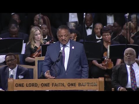 Rev. Jesse Jackson gives speech at Aretha Franklin's funeral in 2018