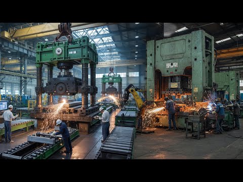 Heavy duty 400 ton big power press cutting machine inside factory manufacturing process