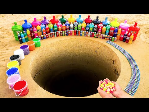 EXPERIMENT: Giant Toothpaste Eruption from Coca-Cola, Mtn Dew, Fanta vs Mentos in big Underground