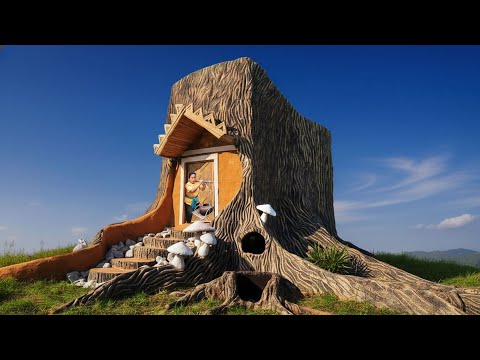 Survival Girl, Living Alone Building a Log Cabin House by Ancient Skills