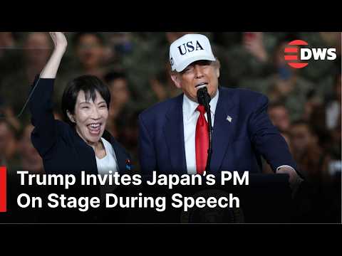 UNPRECEDENTED SCENE: Trump Invites Japan’s PM Takaichi On Stage at U.S. Naval Ceremony | AC1E