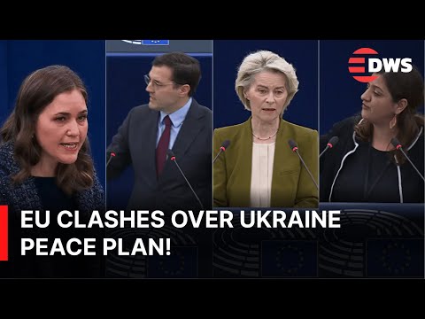 EU Lawmakers Clash in Heated Debate Over Ukraine Peace Plan | Von der Leyen & Bjerre Speak Out |AC1Z