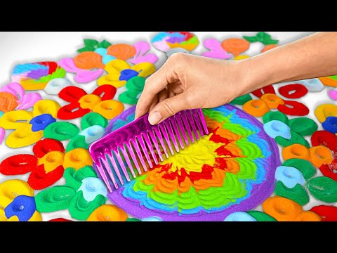 🌸Paint with Sand?! DIY Kinetic Sand & Colorful Flower Art You’ll LOVE!🎨✨