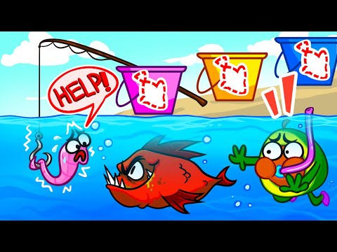 BIG Magic Fish Challenge! 🛶🎣🐟 Super Simple Tales | Funny Kids Stories 💜🍒 Pit & Penny Tales #kids