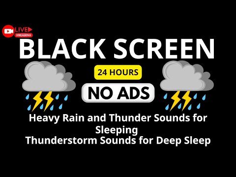🔴 Heavy Rain and Thunder Sounds for Sleeping - Black Screen | Rainstorm Ambience For Deep sleep