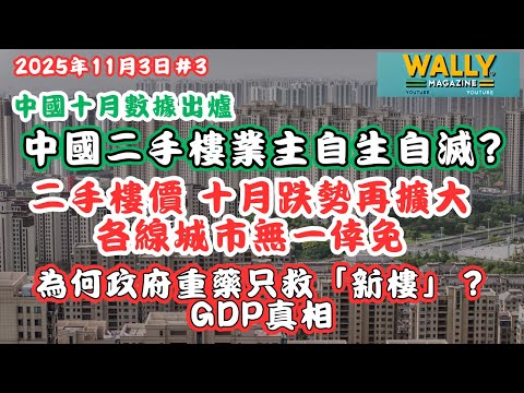【中國十月二手樓價急跌，跌幅再全面擴大 涉及各線城市！】二手業主自生自滅？｜為何政府重藥只救「新樓」？GDP真相曝光｜