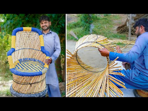 Phenomenal Technique of a Handicraft Artist of Making Durable Hand Woven Bamboo Sticks Chair