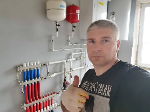 Combined heating system with radiators and underfloor heating. 120 sq m house.