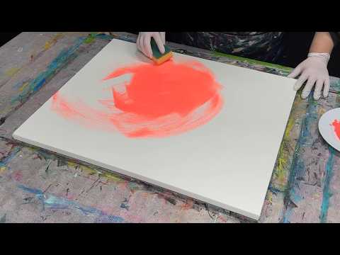 Abstrakte Acrylmalerei | Rakeltechnik auf rechteckiger Leinwand