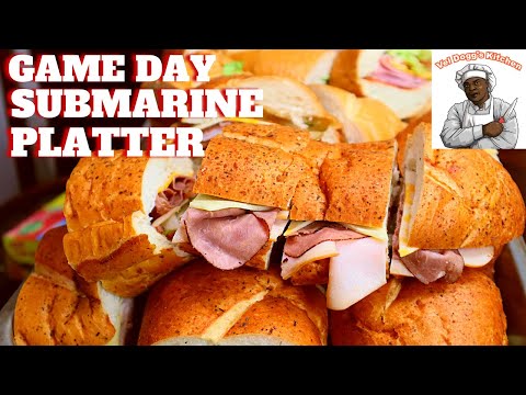 GAME DAY PARTY SANDWICH RECIPE | HOW TO MAKE PARTY SUBMARINE SANDWICHES PLATTER YOUTUBE RECIPE