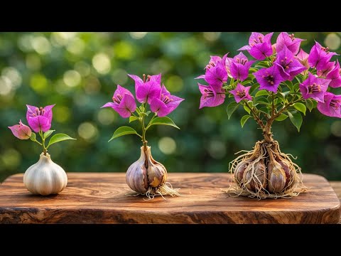 Just One Garlic Clove! Propagate Bougainvillea Cuttings Naturally.