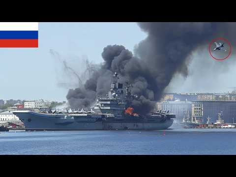 1 minute ago! US F-35 fighter jets sink a North Korean aircraft carrier carrying missiles to Russia.