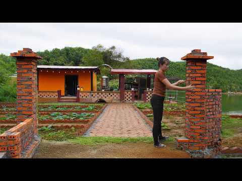 Build a farm gate using large pillars made of brick and cement | LY PUC HA