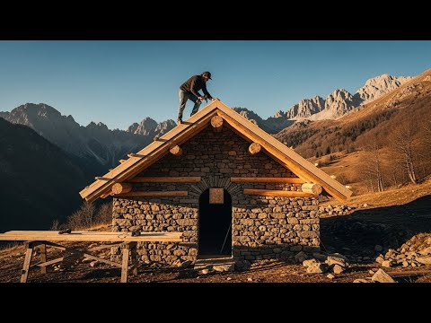 Watch This Man Build a Wooden & Stone House Alone on the Mountain for Christmas.1