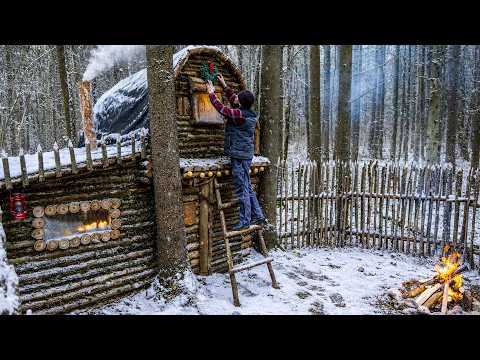Bushcraft Cabin Winter Upgrade. Cozy Sleeping Area, Insulation & Christmas in the Forest