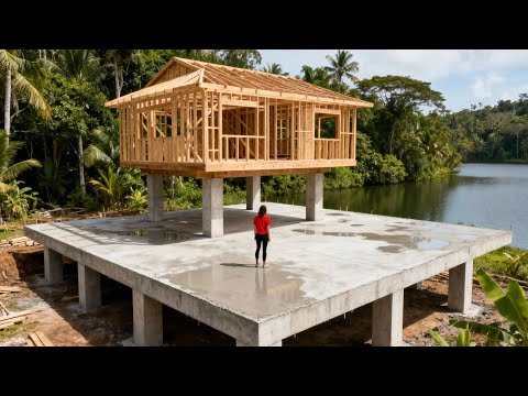 Talented woman builds LAKE HOUSE in 109 Days | From start to finish by @trieu thị senh