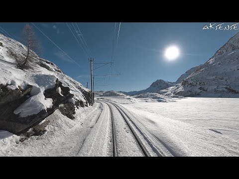 ❄️ Cab ride : Bernina Lagalb to Cavaglia Switzerland | Bernina Express Route - RhB Railway | 4K HDR