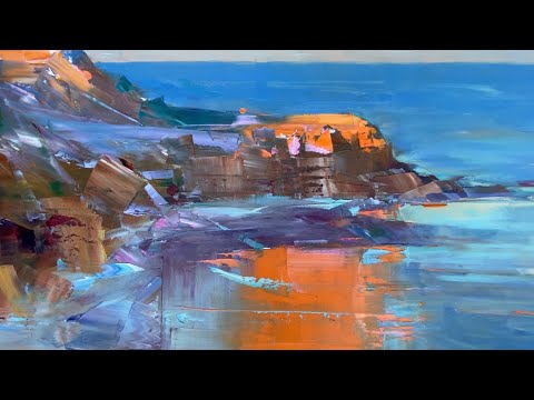 FLEETING COASTAL LIGHT - SEASCAPE // Studio Oil Painting - Palette Knife / Morning Light - Australia